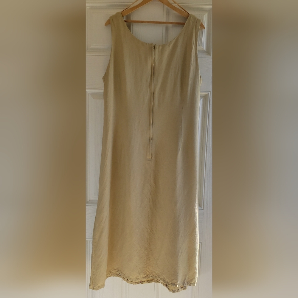 Studio 1 Tan Sleeveless Dress With Palm Tree Print Appliqué - Picture 2 of 11